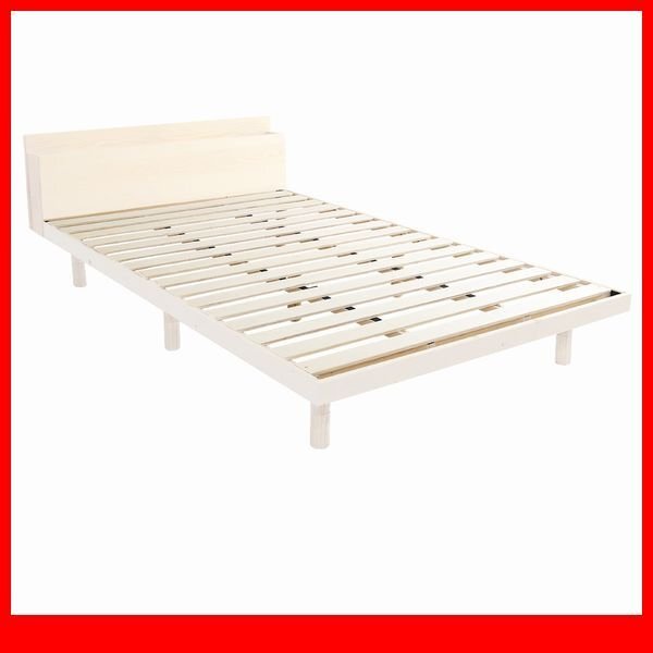 すのこベッド★宮棚付き 3段階高さ調節 脚付きすのこベッド/セミダブル/コンセント付 北欧産パイン材 簡単組み立て/ホワイトウォッシュ/a4拍卖