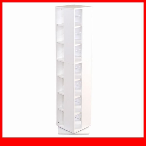 本棚★回転ブックラック 7段/コンパクト 省スペース 39x39cm/大容量 収納 本 280冊 DVD 280枚 CD 392枚/ホワイト 人気の白家具/特価/a4拍卖