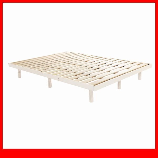 すのこベッド★3段階高さ調節 脚付きすのこベッド/ダブル/北欧産パイン材 低ホルムアルデヒド 頑丈 簡単組立て/ホワイトウォッシュ/a4拍卖