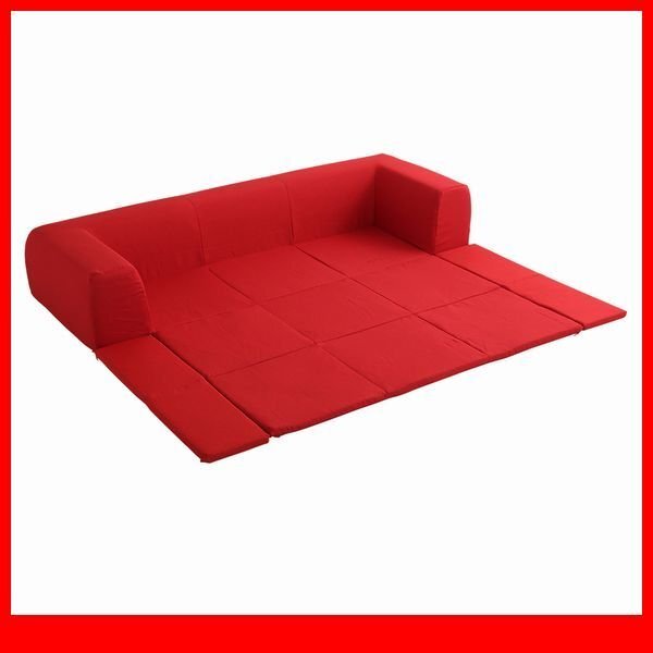 ソファ★新品/フロアマット付きソファ Lサイズ/ローソファ フロアーソファ/お家で洗えるカバーリングタイプ 布地/日本製/レッド/特価/a4拍卖