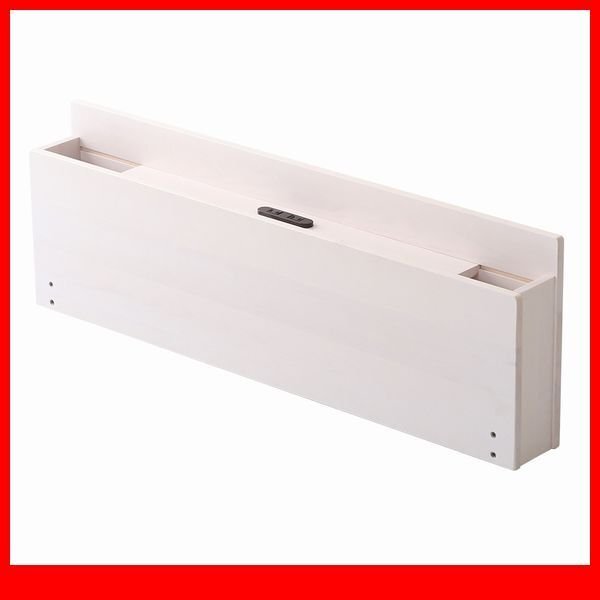 オプション品★パイン材脚付きすのこベッド リリッタ専用宮棚 単品 ダブル用/コンセント付き/ホワイトウォッシュ/a4拍卖