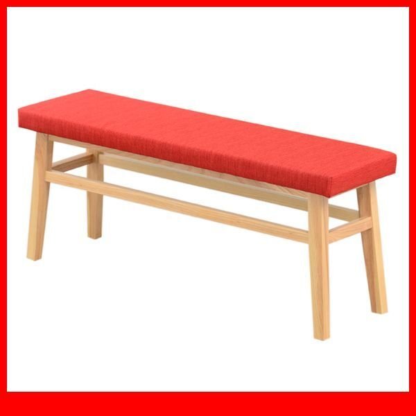 椅子 ベンチ★快適な座り心地 ダイニングベンチ リビング ロングベンチ 単品 幅110cm/天然木 ファブリック/レッド/a4拍卖