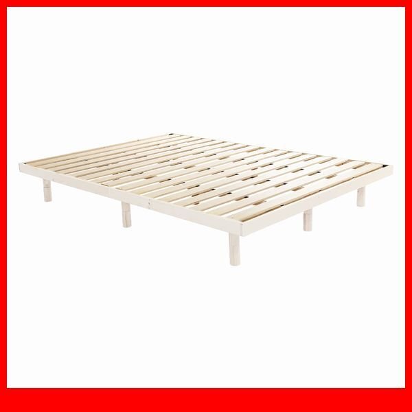 すのこベッド★簡易宮セット/3段階高さ調節 脚付きすのこベッド/ダブル/北欧産パイン材 低ホルムアルデヒド 頑丈/ホワイトウォッシュ/a4拍卖