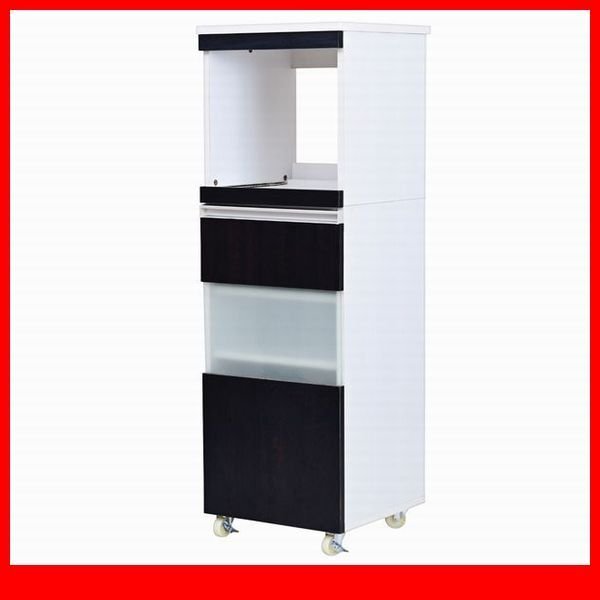 家電ラック★新品/キッチン収納 家電ラック ワイドタイプ/隙間家具 幅40cm 食器棚 可動棚 コンセント キャンスター付/白 ダークブラウン/a3拍卖