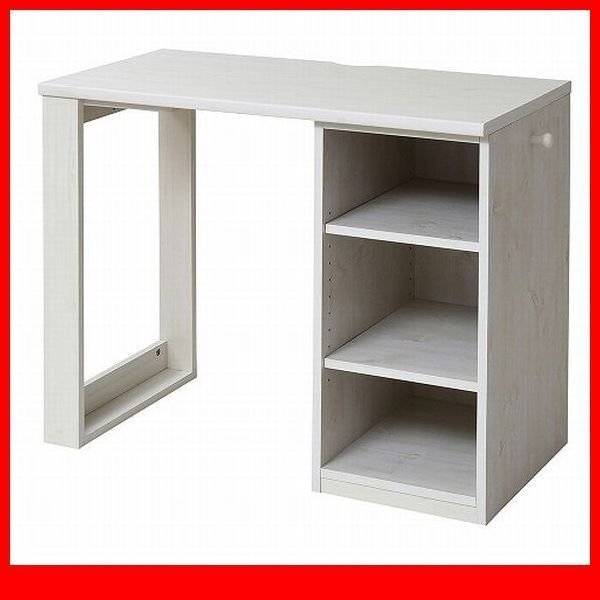 机★コンパクトデスクシリーズ ラックタイプ/学習デスク 事務デスク 子供から大人まで/収納ラック 木製 可動棚 背面化粧/ホワイト/a3拍卖