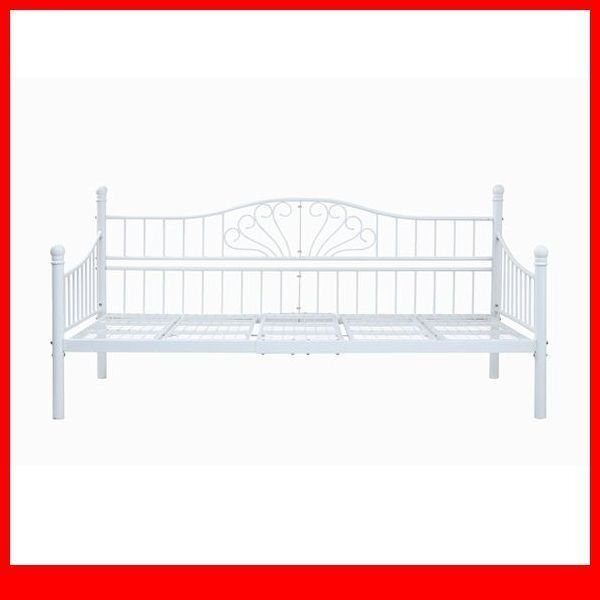 ベッド★ロートアイアン デイベッド シングル フレーム/パイプベッド ソファベッド/姫系 高さ調節 床下収納/ホワイト 白家具/a4拍卖