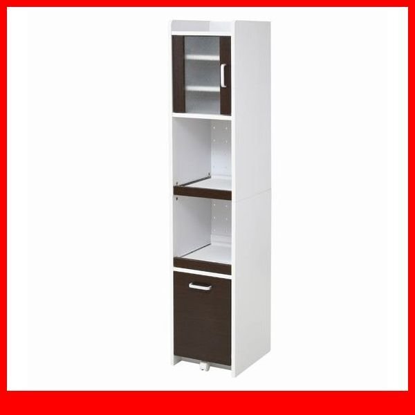 家電ラック★新品/家電ラック 炊飯器 ポット等/ハイタイプ 高さ161cm 隙間家具 33cm/コンセント付き/ホワイト ダークブラウン/a3拍卖
