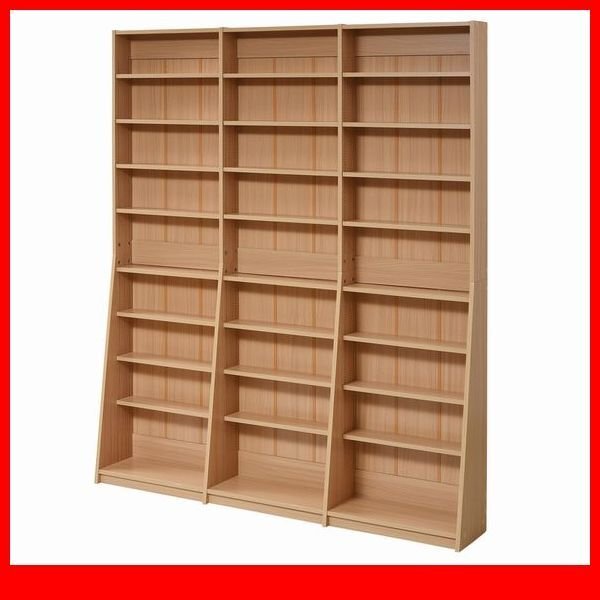 本棚★新品/1cmピッチ 文庫本収納ラック 幅150cm/可動棚 耐震/木目調 ライトブラウン/a3拍卖