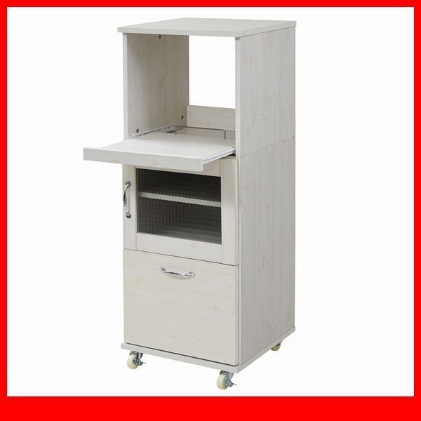 レンジ台★スリム キッチンラック レンジ台タイプ H120cm/コンパクト/食器棚 レンジラック 家電収納 ワゴン/ホワイト 白家具/FLLA-1002/a3拍卖