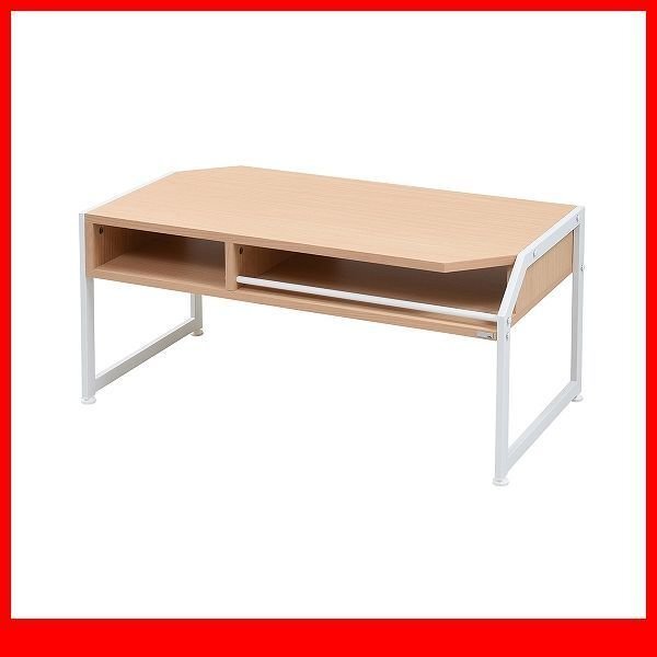 テーブル★センターテーブル ローテーブル/ソファで 座卓として/オープン収納スペース/北欧風/木製 金属製/ホワイト×ナチュラル/限定/a3拍卖