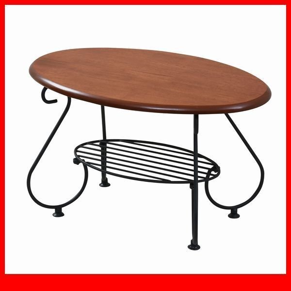 ダイニングテーブル★ヨーロッパ風 アイアン家具 ローテーブル/楕円 センターテーブル/姫系 欧州 アンティーク調/黒 茶/iria-0052/a1拍卖