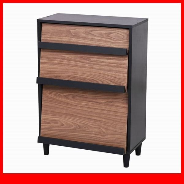 キャビネット★新品/Adatto 2フラップ/フラップ扉/本棚 ディスプレイラック 多目的収納/ブラックxブラウン/a4拍卖