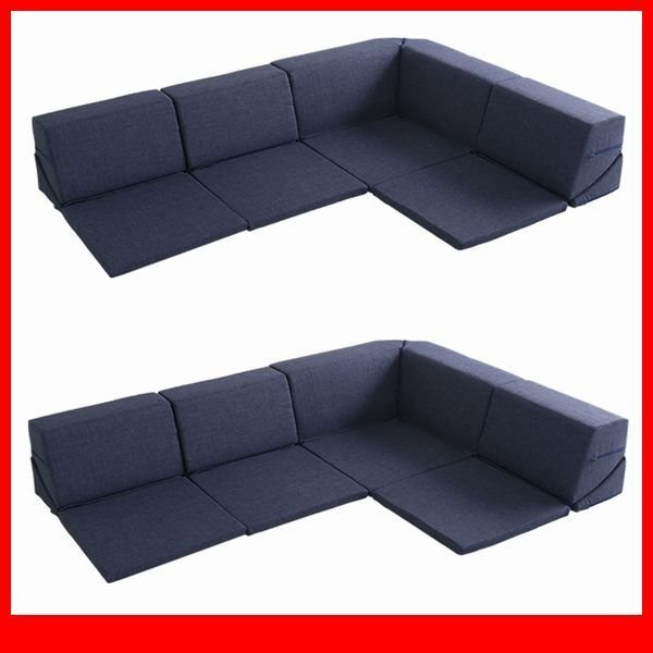 ソファ★新品/組み替え自由なフロアソファ コーナーソファ/4パーツ2セット/リクライニング ローテーブル こたつで/日本製 布地/ネイビー/a4拍卖