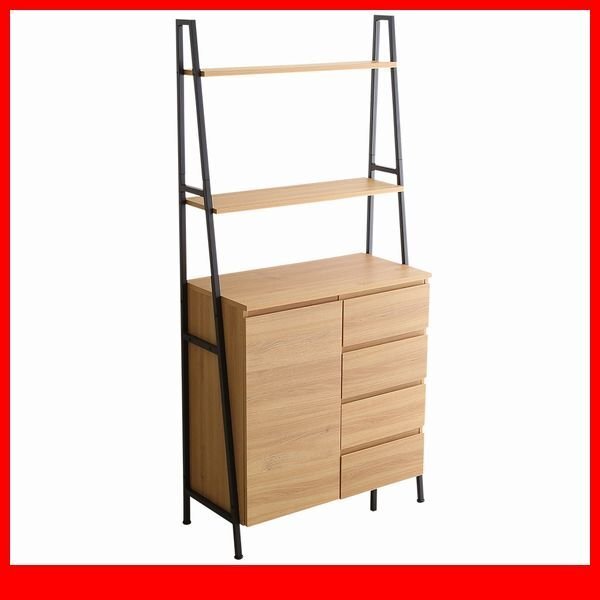 チェスト ラック★新品/ヴィンテージ風チェストラック 扉&チェスト/充実の収納 扉 引出し ディスプレイ/シャビーオーク/a1拍卖