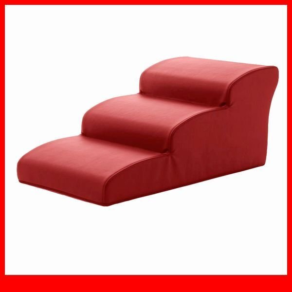 ペット用品★ドッグステップ 犬用階段3段タイプ/小型犬用 チワワ 他/ソファ ベッド の上り下りに/日本製 PVCレザー 完成品/レッド/a6拍卖