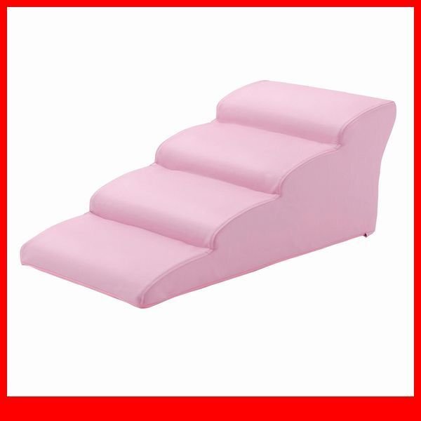 ペット用品★ドッグステップ 犬用階段4段タイプ/胴長 短足 超小型犬用 コーギー 他/ソファ ベッド の上り下り/日本製 PVCレザー/ピンク/a5拍卖