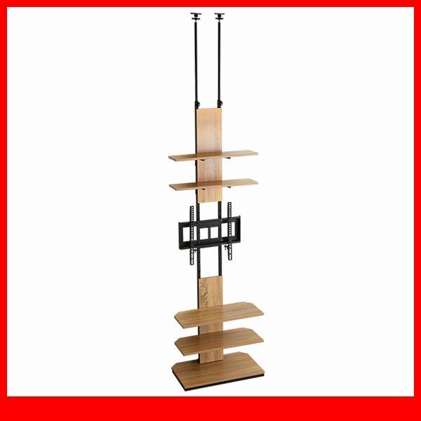テレビ台★新品/ディスプレイ収納 ヴィンテージ突っ張りテレビスタンド/32~60型 壁面収納 コーナーも 省スペース/シャビーオーク/a1拍卖