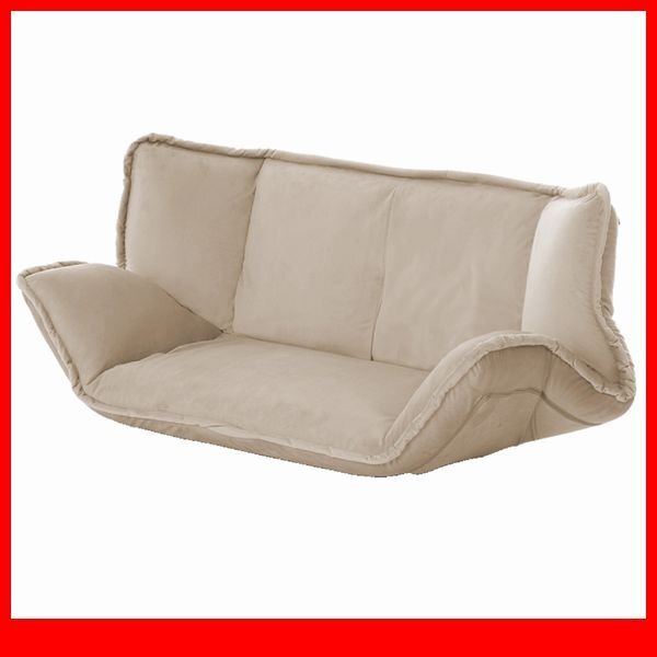 ソファ★新品/大人かわいいインテリア マルチリクライニングローソファ 2人掛け/ベッドマットにも 日本製 完成品/ベージュ/a1拍卖