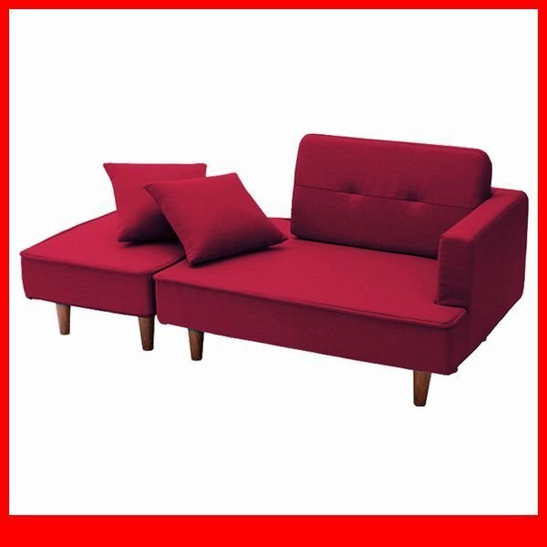 ソファ★新品/組み合わせ自由なコンパクトカウチソファ ラブソファ/オットマン クッション付/ポケットコイル 日本製 完成品/ローズ/a6拍卖