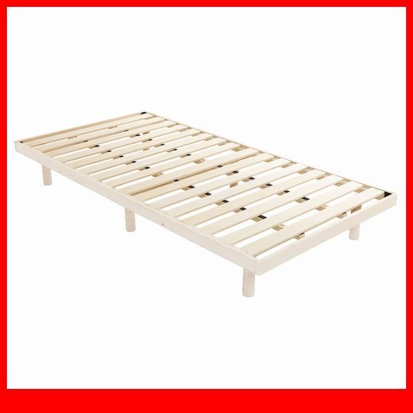 ベッド★高さ3段階調整 脚付き 天然木 すのこベッド シングル/北欧インテリア パイン材 低ホルムアルデヒド/ホワイトウォッシュ/新品/a4拍卖