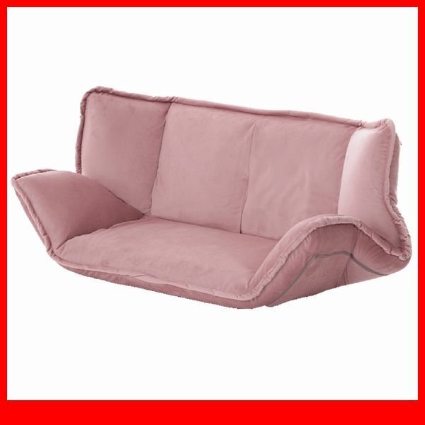 ソファ★新品/大人かわいいインテリア マルチリクライニングローソファ 2人掛け/ベッドマットにも 日本製 完成品/ライトピンク/a8拍卖