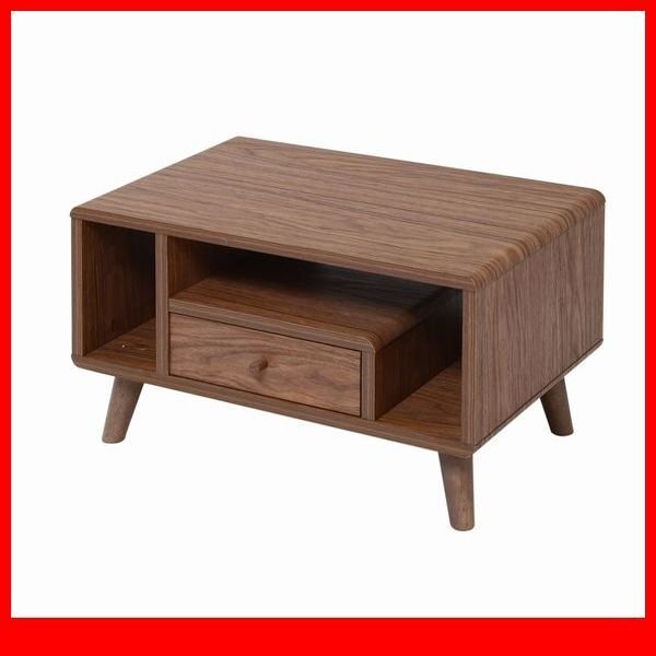 テーブル★新品/一人暮らしに寄り添う リビングテーブル/北欧風 コンパクト 幅60cm 収納多数 背面化粧/ブラウン/a1拍卖