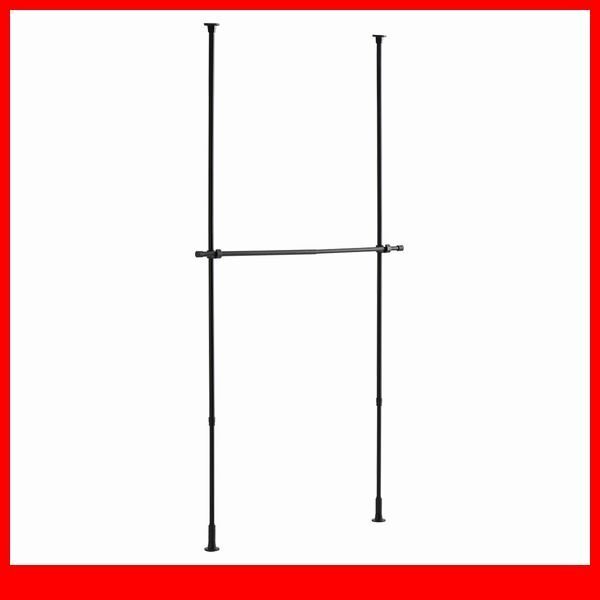 ハンガーラック★新品/シンプル つっぱりハンガーラック 1段 幅70~120cm 高さ調整可能/ビス止め不要 賃貸OK/ブラック/a1拍卖