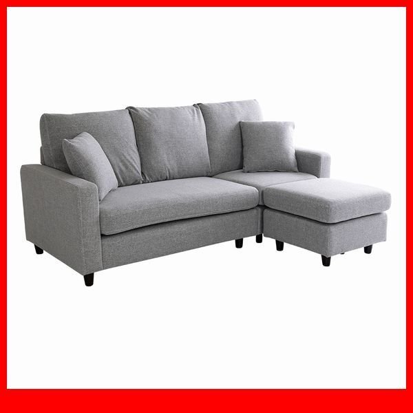 ソファ★北欧インテリア 3人掛け コンパクトカウチソファ クッション付き/布地 ポケットコイル S字バネ 天然木脚/ライトグレー/限定 特価/a拍卖