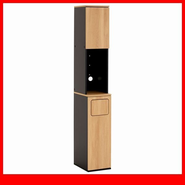 食器棚 家電収納庫★新品/ヴィンテージごみ箱一体型食器棚 ごみ箱1つタイプ/すきま家具 コンセント付き 可動棚/木目調 シャビーオーク/a1拍卖