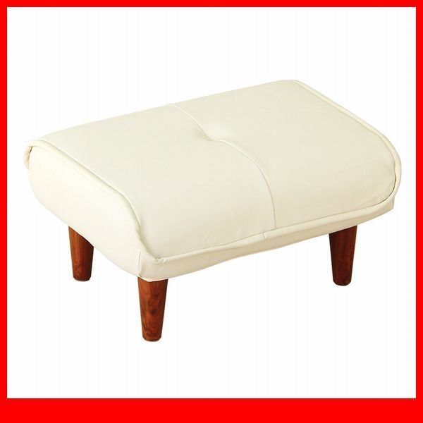 オットマン★ソファ オットマン/レザー ポケットコイル/ロータイプ サイドテーブル スツールにも/日本製 完成品/白系 アイボリー/a3拍卖