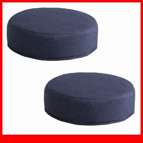 クッション★カバーリング低反発クッション 2個 座布団/洗濯可能なクッションカバー 丸型/シンプル 和室 洋室/厚さ16cm/日本製/ブルー/a3拍卖