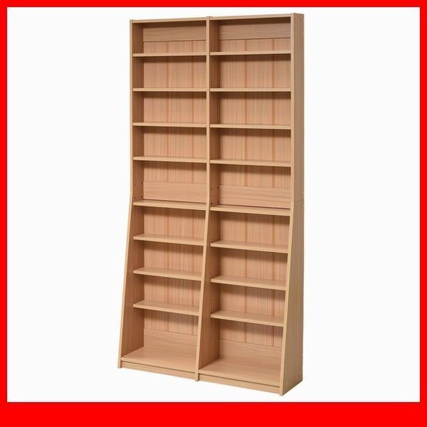 本棚★新品/1cmピッチ 文庫本収納ラック 幅90cm/可動棚 耐震/木目調 ライトブラウン/a3拍卖