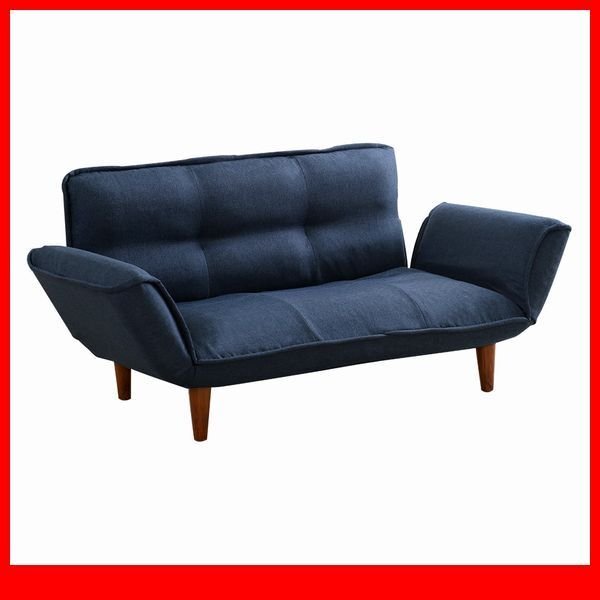 ソファ★2人掛け リクライニング カウチソファ/ローソファ 座椅子にも/布地 ポケットコイル/日本製 完成品/ネイビー/特価 最安値/a4拍卖