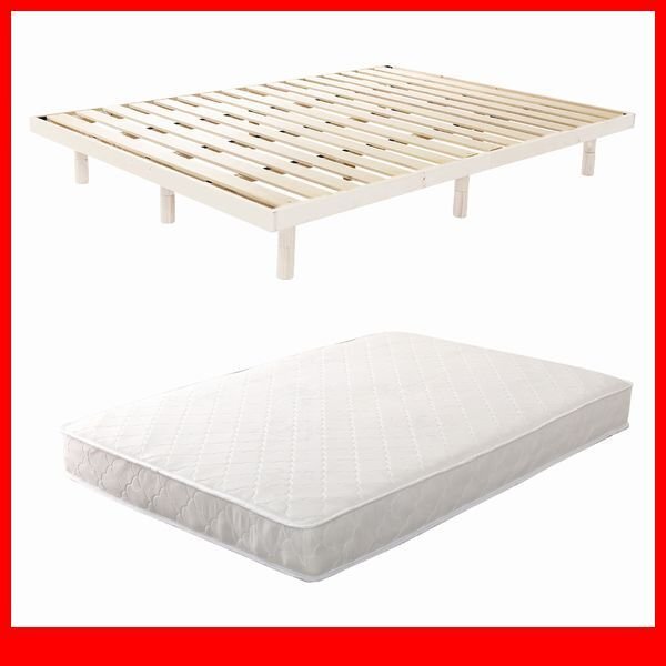 すのこベッド★ポケットコイルマットレス付 3段階高さ調節 脚付きすのこベッド/ダブル/コンセント付 北欧産パイン材/ホワイトウォッシュ/a4拍卖