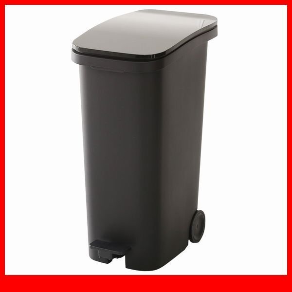 ゴミ箱★スタイリッシュデザイン ペダル式ダストボックス/清音 安全 開閉/スリム 幅25.5cm 容量31L キャスター付き/日本製/ブラック/a1拍卖