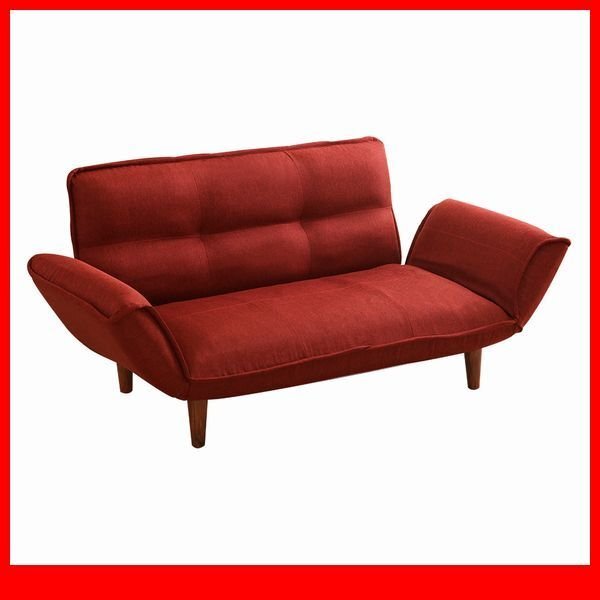 ソファ★2人掛け リクライニング カウチソファ/ローソファ 座椅子にも/布地 ポケットコイル/日本製 完成品/レッド/特価 最安値/a5拍卖