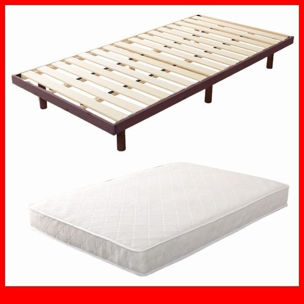 すのこベッド★ポケットコイルマットレス付き 3段階高さ調節 脚付きすのこベッド/シングル/コンセント付 北欧パイン材/ブラウン/a1拍卖