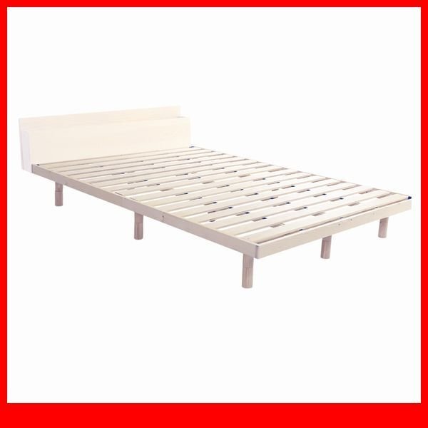 すのこベッド★宮棚付き 3段階高さ調節 脚付きすのこベッド/ダブル/コンセント付き 北欧産パイン材 簡単組み立て/ホワイトウォッシュ/a4拍卖