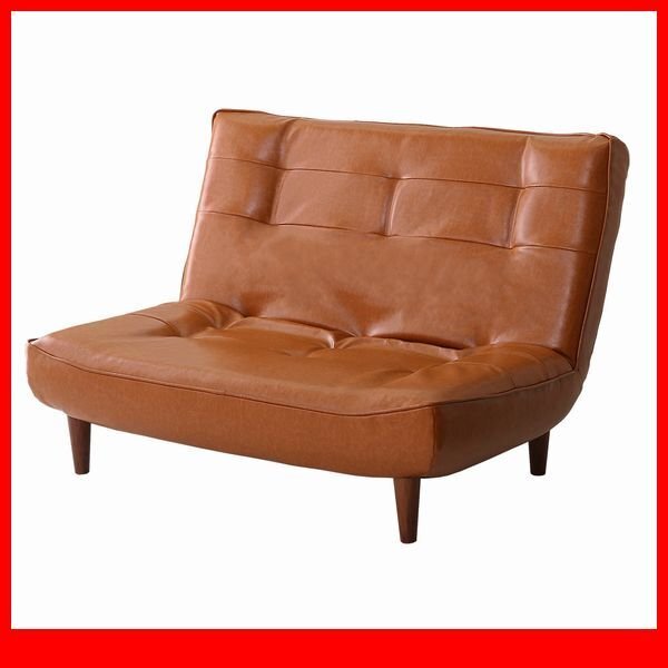 ソファ★新品/2人掛け 3段階リクライニング ヴィンテージソファ/PVCレザー ポケットコイル 安心の日本製 ロータイプにも/ブラウン/a1拍卖