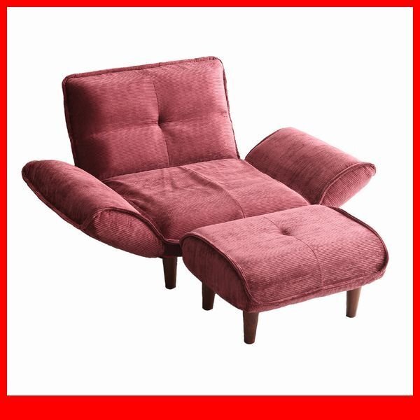 ソファ★コンパクトソファ 1人掛け オットマン/背もたれ 肘掛け リクライニング/ポケットコイル/ロー ハイタイプ/レッド/特価 限定/a5拍卖