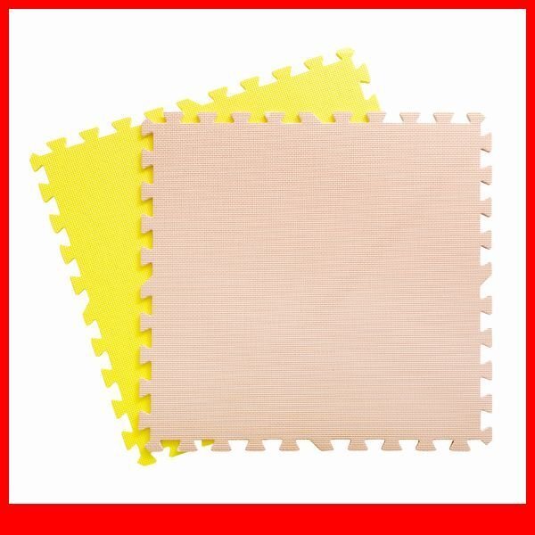 カーペット★サイドパーツ付きジョイントマット 32枚セット 大判60cm 安心の低ホルムアルデヒド 防音 保温 水洗い/ベージュ&イエロー/a6拍卖