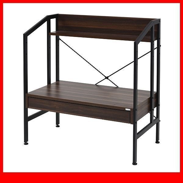 デスク★ワークデスク パソコンデスク/高さ調整で ハイ ロー 座卓に/棚 引き出し 収納/北欧風/木製 金属製/ブラック×ブラウン/限定/a1拍卖