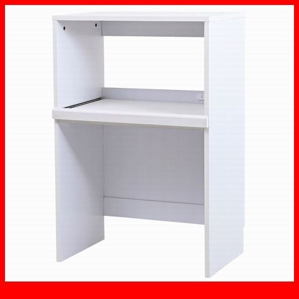 レンジ台★新品/ゴミ箱上レンジ台 ラック/コンパクト 幅60cm コンセント付き 背面化粧 汚れに強いPVC加工/白家具 ホワイト/a4拍卖