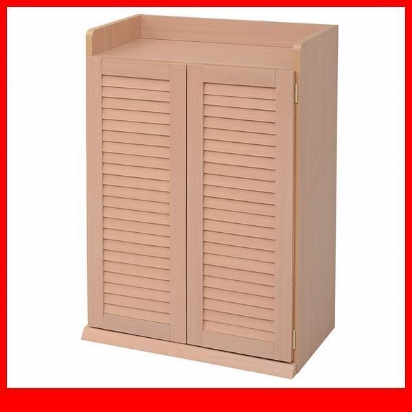 下駄箱★ルーバーシューズボックス 幅60cm 単品/靴箱 シューズラック 下足入れ 玄関収納/薄型 可動棚/ナチュラル/限定 特価/SGTA-0101/a3拍卖