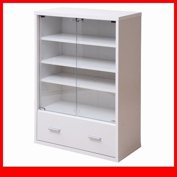 キャビネット★6BOX 引き出し付ガラスキャビネット/リビング収納 木製キャビネット 飾り棚 本棚 ラック チェスト/ホワイト/特価/fra-050/a1拍卖