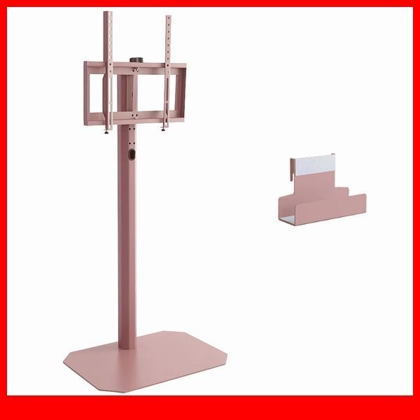 テレビ台★新品/大人かわいいインテリア 八角壁寄せテレビスタンド ハイ HDDホルダー付/32~65型TV対応 コード収納 首振機能/ピンク/a3拍卖