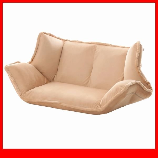 ソファ★新品/大人かわいいインテリア マルチリクライニングローソファ 2人掛け/ベッドマットにも 日本製 完成品/ダークベージュ/a3拍卖