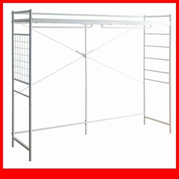 棚 シェルフ★新品/たっぷり収納のハンガーシェルフ/ベッド ソファーの上を収納に/ホワイト/a3拍卖