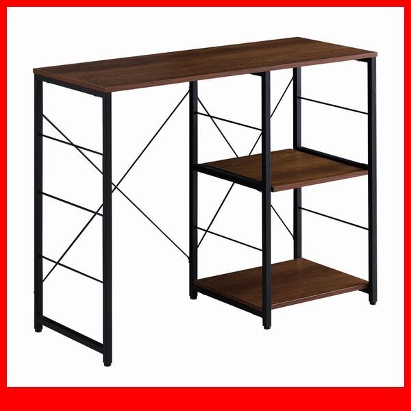 キッチンカウンター★新品/ヴィンテージ キッチンカウンター 幅100cm/収納棚 レンジ台にも/木目調天板 茶系 ウォールナット/a3拍卖