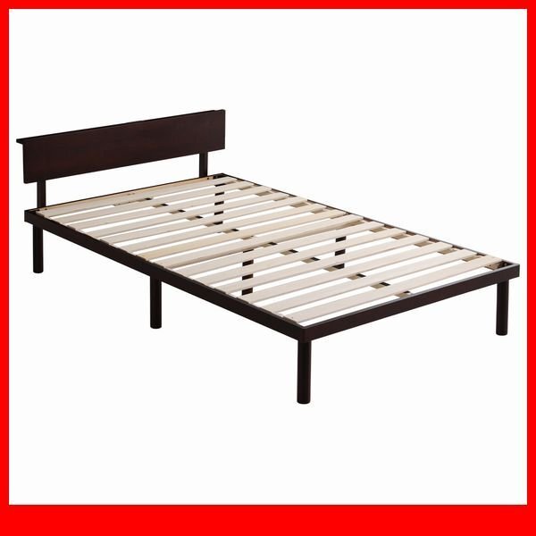 ベッド★新品/宮付き パイン材高さ2段階調整脚付きすのこベッド シングル/通気性 耐久性 頑丈 低ホルムアルデヒド/ブラウン/a1拍卖